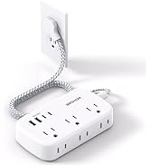 10FT Flat Plug Power Strip with USB C, Ultra Thin Flat Plug Extension Cord - 6 Outlets with 4 USB...