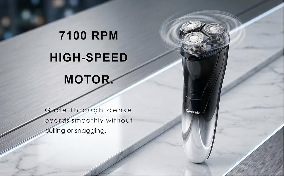 7100 RPM high speed motor shaving machine glides through dense beards without pulling