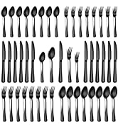 PHILIPALA 40 Piece Black Silverware Set, Stainless Steel Flatware Set for 8 Food Grade Cutlery Ut...