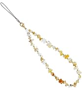 Handmade Natural Gemstone Gold Beaded Charm Cell Phone Camera Lanyard, Stanley Cup Accessories, W...
