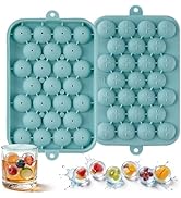 Sidosir 2Pcs Silicone Small Round Ice Ball Molds with Lid, 25-Cavity Round Ice Cube Trays for Whi...