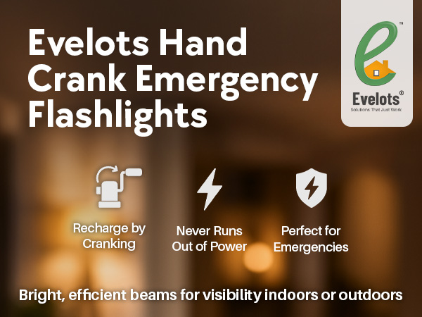 Evelots Hand Crank Flashlights