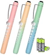 3 Pack Pen Lights for Nurses with 6 Batteries - Reusable Pen Light with Pupil Gauge and Ruler, Nu...