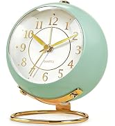 Azxb Analog Alarm Clock, Retro Small Desk Clock with Night Light, Backlight Cute Simple Design, S...