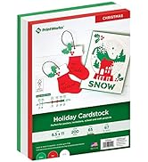 Printworks Holiday Cardstock, 67lb Heavyweight Cardstock, Includes Red, Green, and White Cardstoc...
