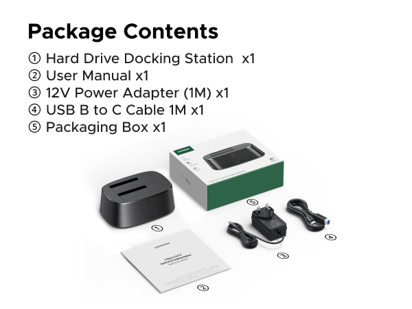 UGREEN USB 3.0 to SATA Dual-Bay HDD Hard Drive Docking Station for 2.5” &amp; 3.5” SATA HDD