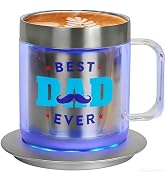 Zhenglu Dad Birthday Gifts, 12oz Heated Coffee Mug with BEST DAD EVER Design, USB Electric Temper...