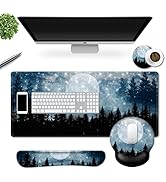 Large Gaming Mouse Mat and Mouse Pad Wrist Keyboard Wrist Rest Set, Dinky Anti-Slip Base Mousepad...