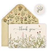 Artoid Mode 24 Pack Fall Wildflower Thank You Cards Floral Leaves Gift With Envelope Sticker Blan...