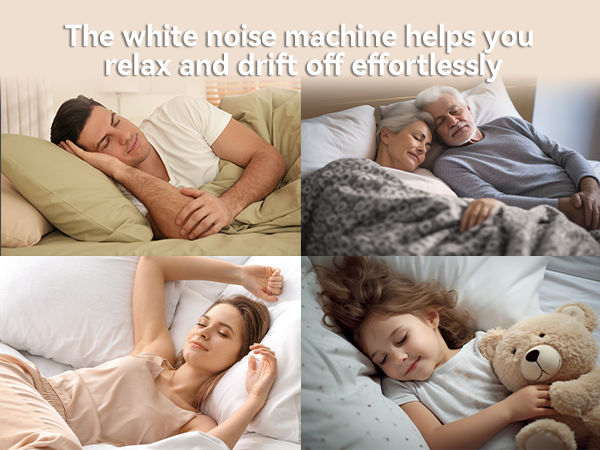 The white noise machine helps you relax, focus, and drift off effortlessly.