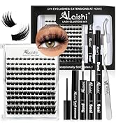 Lash Clusters Kit, DIY 3D Cluster Eyelash Extensions 10-18mm,144pcs Fluffy D Curl Soft Natural La...