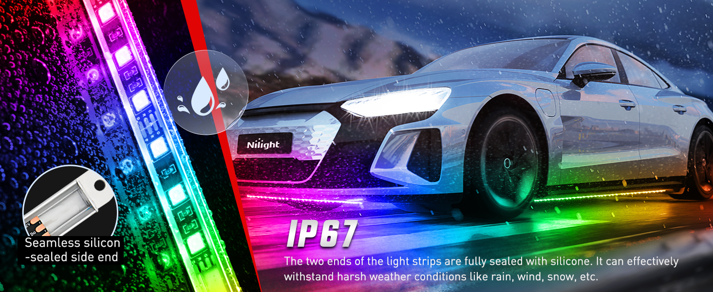 4Pcs Aluminum Underglow Neon Accent Strip Lights 396 LEDs Dream Color