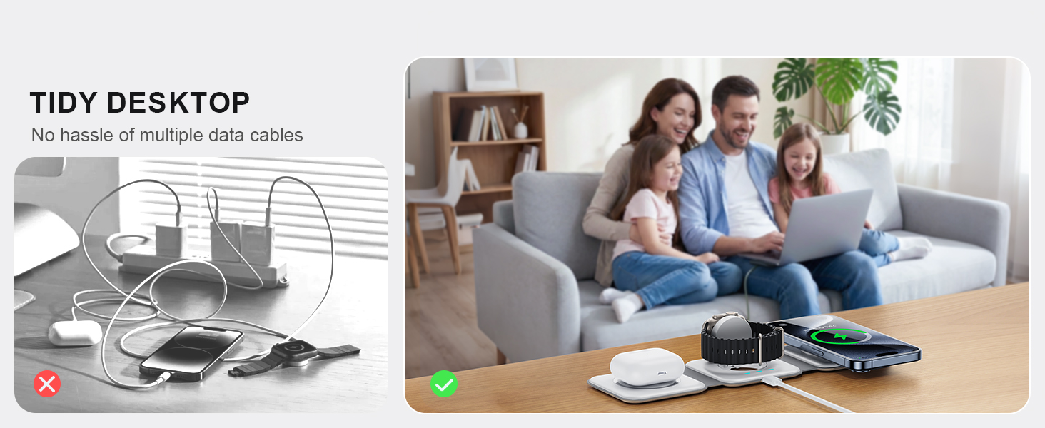 All-in-one wireless charging without the clutter of charging cables
