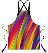 LshyMn Abstract Rainbow Apron 33.4''x27.5'',with 2 Pocket Extra Long Waist Tie Adjustable Shoulde...