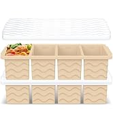 Doasuwish Silicone Freezer Tray for Soup with Lid – 1-Cup Soup Container Cube Style Ice Cube Tray...