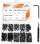 Nivithi 480Pcs M3 Countersunk Hex Socket Screws Kit-Grade 10.9 Carbon Steel Metric Black Screws &amp;...