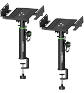 Vondynote Set of 2 Dual Side Clamping Studio Monitor Stands Desk Clamp Speaker Stands 0-12°Tilt H...