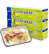 CLEANWRAP Plastic Wrap For Food (11.81in x 393.7ft - 3 Pack) | Plastic Wrapping Paper For Food, B...