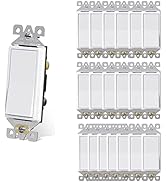 AIDA 3 Way Rocker Decorator Paddle Light Switch, Single Pole or Three Way, 3 Wire, Self-Grounding...