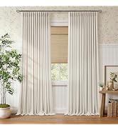 Pinch Pleated Linen Curtains 96 Inches Long 2 Panel for Living Room Sliding Door Bedroom Cream Se...