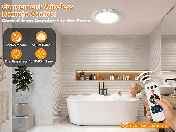 Rechargeable Ceiling Light, Magnetic Wireless Motion Sensor Ceiling Light, Wireless Battery Operated