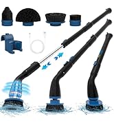 Electric Spin Scrubber, Cordless Cleaning Brush with 4 Replaceable Brush Heads and Adjustable Ext...