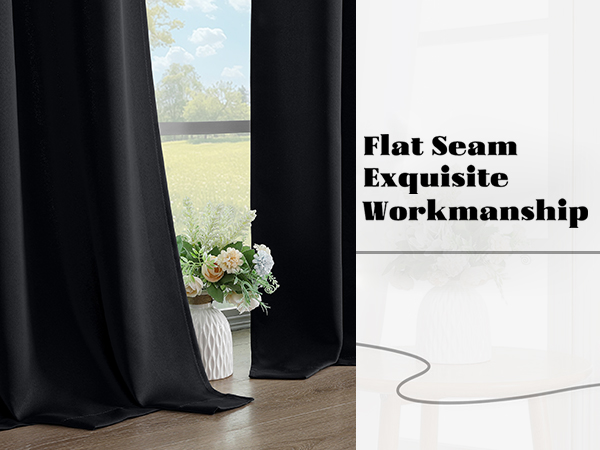 black curtains