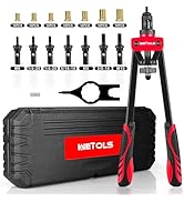 WETOLS Rivet Nut Tool Kit, 14-Inch Rivnut Tool with 7 Metric and SAE Mandrels, Professional Hand ...