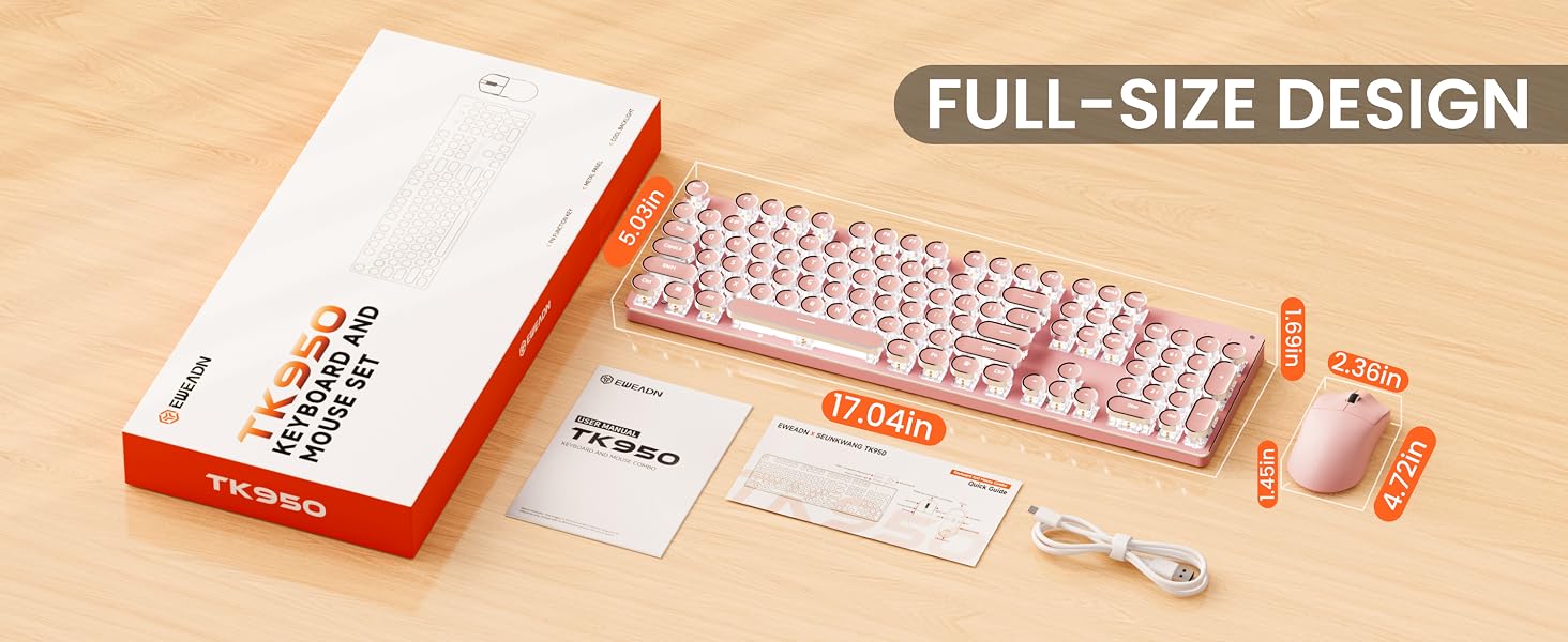 backlit typewriter keyboard and mouse