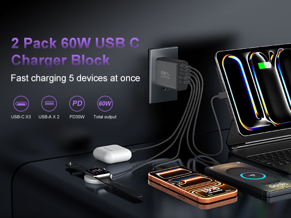 usb c wall fast charger block cube plug power adapter