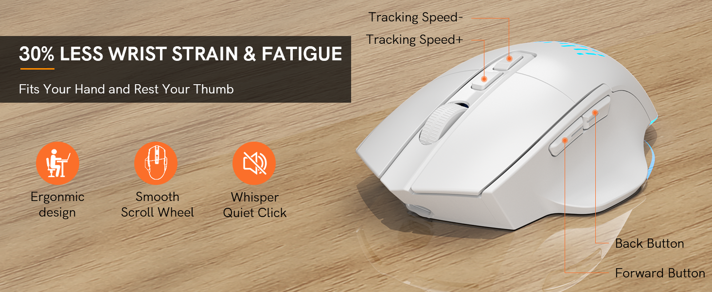 RGB ergonomic wireless mouse for laptop