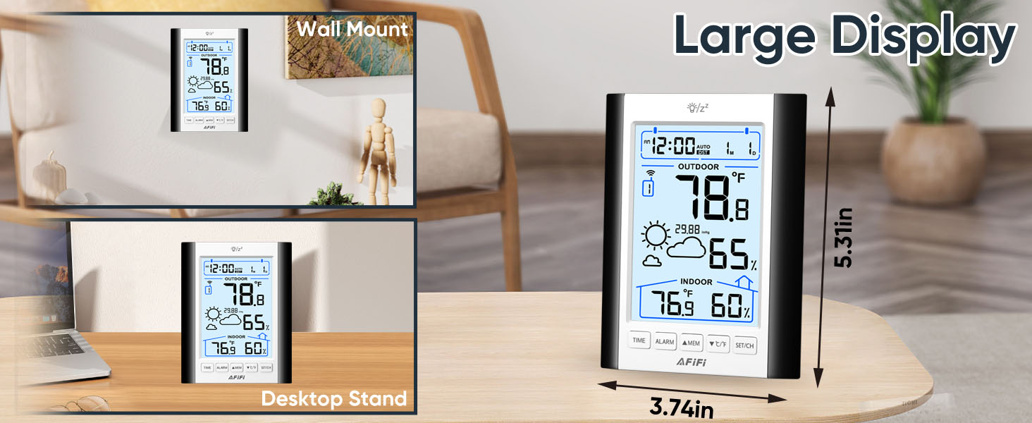 Indoor Outdoor Thermometer Hygrometer Wireless