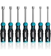 Libraton Hollow Nut Driver Set SAE, Magnetic Hex Nut Drivers, 3-inch Full-hollow Shaft for Long B...