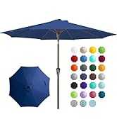 JEAREY 9FT Outdoor Patio Umbrella Outdoor Table Umbrella with Push Button Tilt and Crank, Market ...