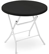 Magshion 31" Round Folding Table Balck Foldable Plastic Card Outdoor Utility Tables for Picnic Pa...
