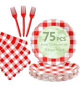 Red Gingham Plates and Napkins
