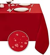 Obstal 210GSM Rectangle Red Tablecloth, Christmas Decorations Waterproof Table Cloth, Table Cover...