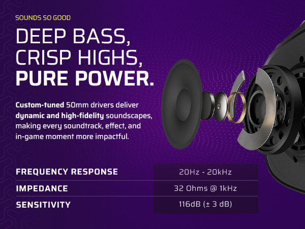 50mm driver, neodymium, custom, tuned, high quality, hd, high fidelity, audio, sound