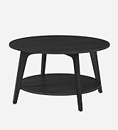 VASAGLE Round Coffee Table, 2 Tier Coffee Table with Storage, for Living Room, 31.5 x 17.7 Inches...