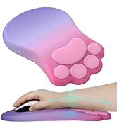 L-SPOUTTO Ergonomic Mouse Pad with Wrist Rest,Cute Cat Paw Mousepad Wrist Support,Comfortable Mas...
