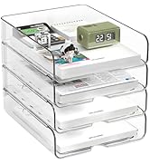 OUTIOE 4-Tier Paper Organizer for Desk, Stackable Desk Organizer Paper Tray, Ideal for Office Sup...