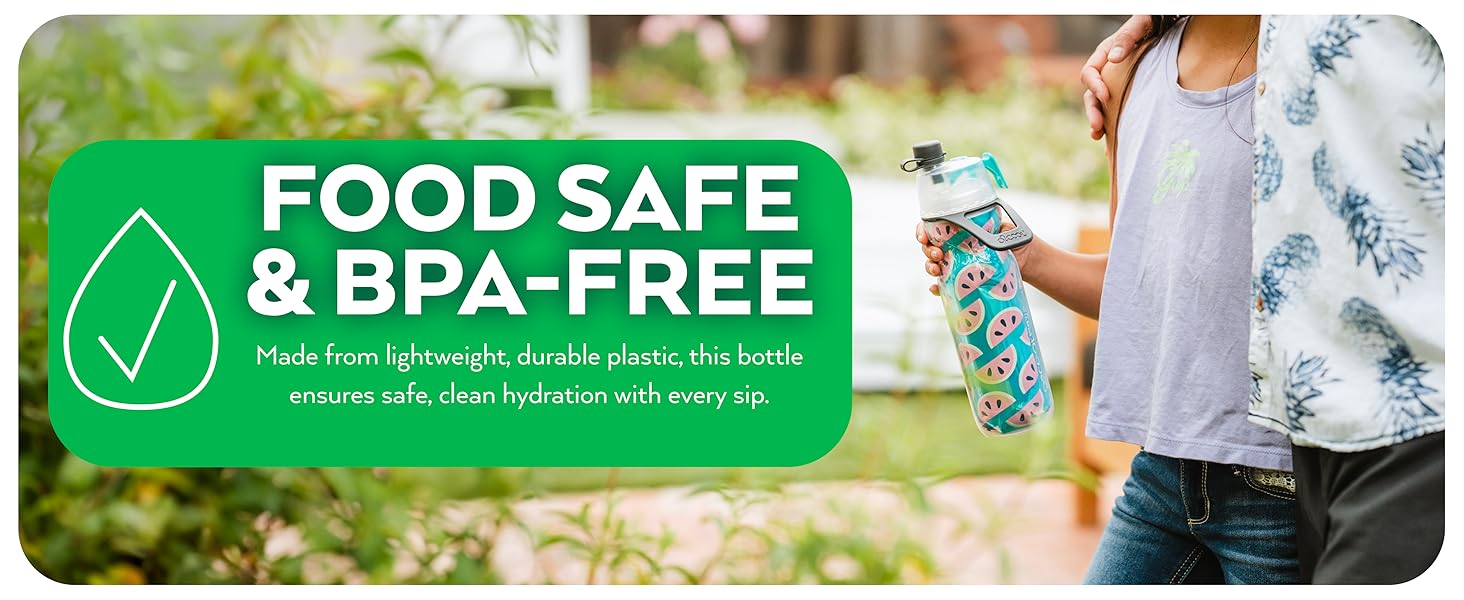 O2Cool Mist N Sip Bottle on Log Food Safe and BPA-Free