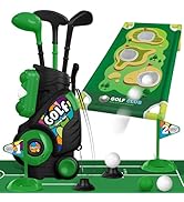Liberry Toddler Golf Set for Ages 2 3 4 Boys Girls, Kids Golf Cart with Putting Mat &amp; Cornhole Bo...