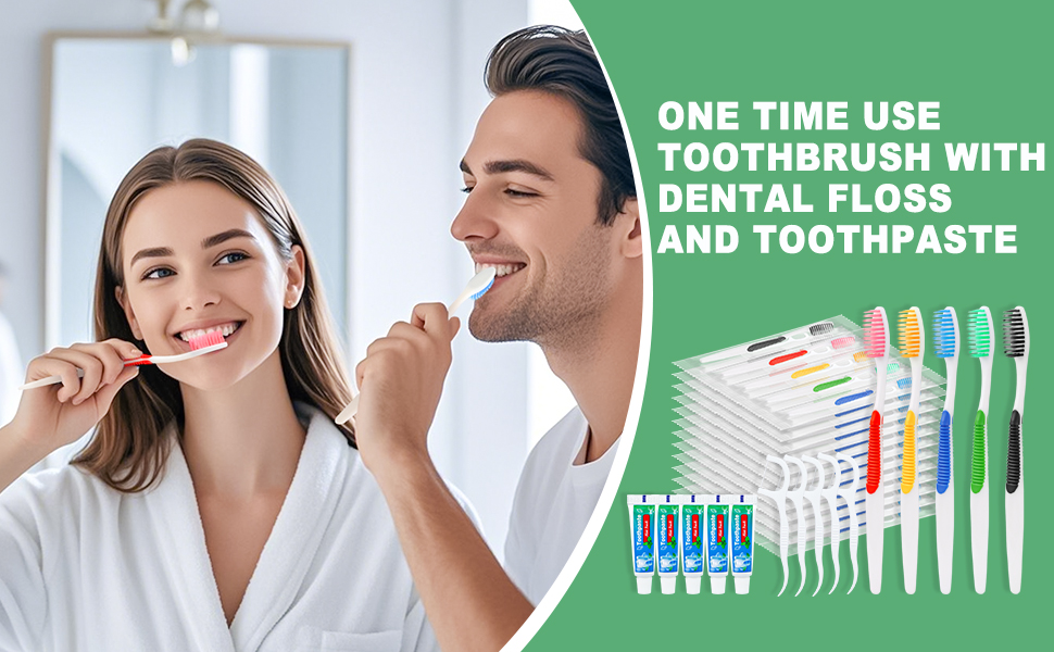 Disposable Toothbrushes with Toothpaste and Floss
