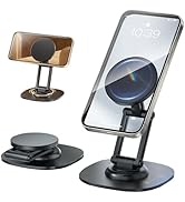 KOBBRAN Magnetic Phone Stand for Desk 360 Rotating Adjustable Foldable Aluminum for MagSafe Cell ...