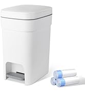 JiatuA Small Bathroom Trash Can with Lid Soft Close, 2.6 Gallon Step Garbage Can Slim Trash Bin W...
