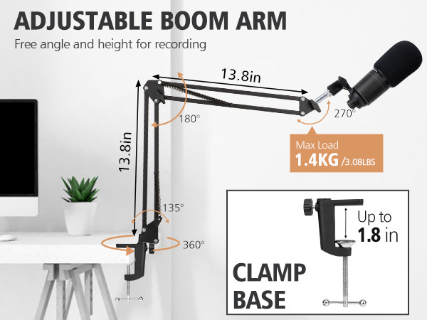 scissor arm mic stand at2020 mic arm audio technica mic boom