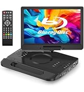 FANGOR 13.3 Inch Portable Bluray Player with 12" HD Swivel Screen, 5 Hours Rechargeable Battery a...