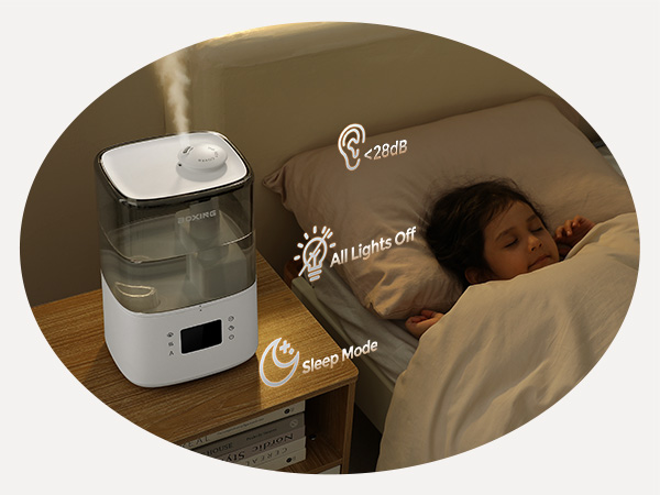 humidfiers for bedroom bedside, peaceful sleep mode, 28db quiet, all lights shut off