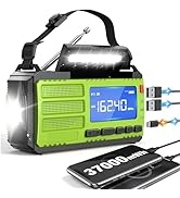 10000wAh/37000mWh Hand Crank Emergency Radio, AM FM NOAA Weather Alert Radio, Portable, Solar, 4 ...